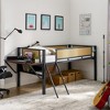 Loft Bed Twin Size With LED Lights, Heavy Duty Metal Twin Bed Frame With Desk, Storage Space, Ladder & Safety Guardrail, No Box Spring Needed - 2 of 4