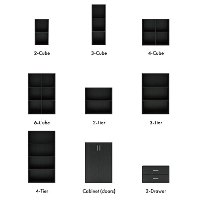 Black 6-Cube Stackable Wood Modular Bookcase