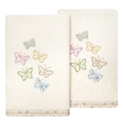 Linum Home Textiles 100% Turkish Cotton MARIPOSA Embellished Towel Set