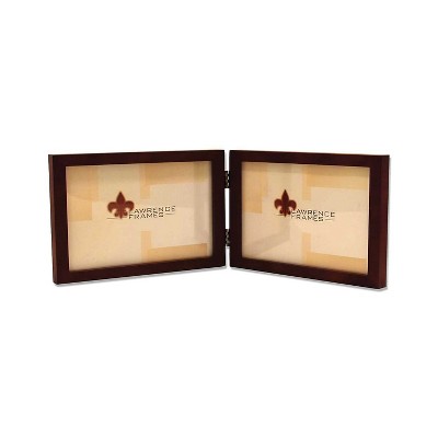 Lawrence Frames 4x6 Hinged Double  Walnut Wood Picture Frame - Gallery Collection 755664D