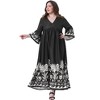 Agnes Orinda Women's Plus Size Boho Floral V Neck 3/4 Flare Sleeve Flowy Hem Babydolls Maxi Dress - 3 of 4