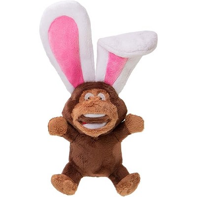 goDog Flips Monkey-Rabbit Silent Squeak Plush Dog Toy, Chew Guard Technology - Brown, Large