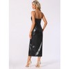 INSPIRE CHIC Women's Party Spaghetti Strap Deep V Neck Side Slits Metallic Midi Dress - 3 of 4