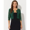 Allegra K Women's Elegant 3/4 Sleeve Sheer Floral Lace Cropped Bolero Shrugs - 2 of 4