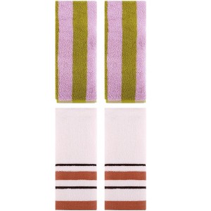 REGALWOVEN 4 Pcs Soft Absorbent Stripe Bathroom Hand Towel for Home - 1 of 4