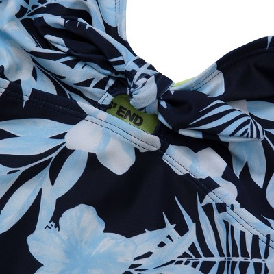 Lands' End Kids Chlorine Resistant Cutout One Piece Swimsuit - Large - Tropical Floral/Navy — фото 3