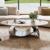 TiramisuBest 49.2" Faux Marble Oval Coffee Table with Gray Stainless Steel Base, Modern Center Table for Living Room,White - 4 of 4