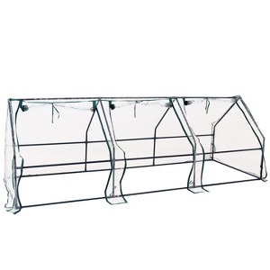 Sunnydaze Outdoor Portable Slanted Top Plant Shelter Mini Cloche Greenhouse with Zipper Doors - 36" - Clear - 1 of 4