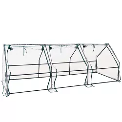 Sunnydaze Outdoor Portable Slanted Top Plant Shelter Mini Cloche Greenhouse with Zipper Doors - 36" - Clear