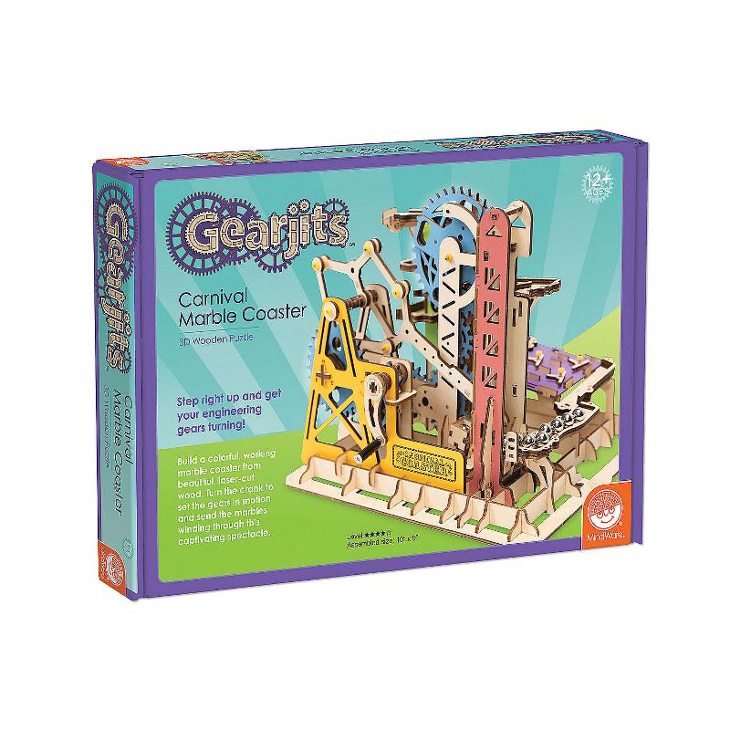 MindWare Gearjits: Carnival Marble Coaster – Wooden Puzzle Marble Run Set for Adults and Kids Ages 12 & Up – 233 Pieces, 1 of 4
