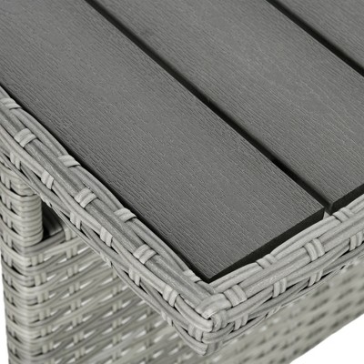 Outsunny 7-Piece Gray Wicker Patio Set with Blue Cushions