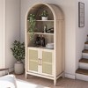 RealRooms Anaya Tall Arched Storage Cabinet with Faux Rattan Doors, Blonde Oak - 3 of 4