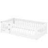 CAVINAS Twin/Full Size White Bed Frame with Heightened Guardrails,Solid Wood Floor Bed for Kids Room,Bedroom - 4 of 4
