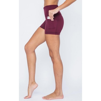 Yogalicious Womens Lux Polygiene Tribeca High Waist 3 1/2 Short with Side  Pockets - Windsor Wine - X Small