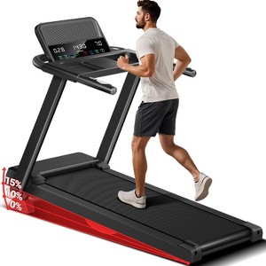 Treadmills for Home, 15% Incline Treadmill, Folding Treadmill Filpped Screen and Heart Rate Sensor, 3.0HP Quiet Brushless Dual Cushion System - 1 of 4