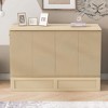 NicBex Full Size Murphy Bed 56.7" Wooden Bed Frame Morden Hideaway Wall Bed with Top Shelf, 2 Drawers for Guest Room - 3 of 4