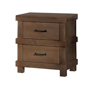 Gulches 2 Drawer Nightstand 23 Inches High Oak Finish - 1 of 4