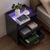 Homhougo Nightstand with LED Lights and 2 Storage Drawers Black - 4 of 4