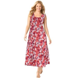 Woman Within Women's Plus Size Pintucked Sleeveless Dress - 1 of 4