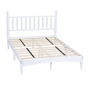 NicBex Full Size Wood Bed Frame with Headboard,Wood Slat Support,Large Under Bed Storage,1000 Lb Capacity,White - 1 of 4