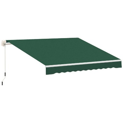 12' x 8' Green Retractable Awning Patio Awnings Sun Shade Shelter with Manual Crank Handle