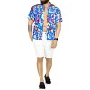 HAPPY BAY Mens Hawaiian Shirts Short Sleeve Button Down Shirt Men's Holiday Shirts Beach Casual Aloha Tropical Shirts for Men Funny L Floral Art, Blue - 2 of 4