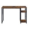 GlasFlength Desks Metal Frame Rustic Computer Desk Gaming Desk Home Office Desk Simple Design for Small Spaces, Brown, 47.5"*19.5"*28.5" - 2 of 4