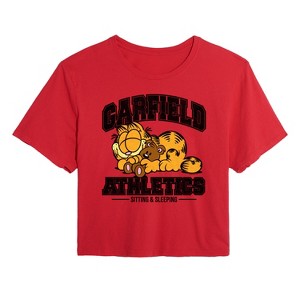Women's - Garfield - Sleeping Athletics Cropped Graphic T-Shirt - 1 of 4
