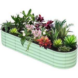coucheta Galvanized Raised Beds for Outdoor, Oval/Round Raised Garden Bed with Open Base, Planter Raised Boxes for Outdoor Vegetables & Flowers - 1 of 4