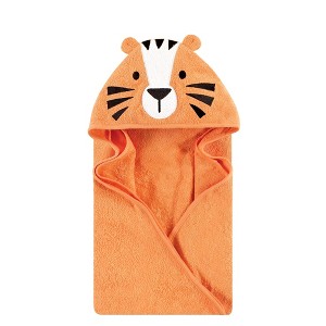 Hudson Baby Infant Boy Cotton Animal Face Hooded Towel, Tiger, One Size - 1 of 2