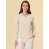 INSPIRE CHIC Women's Peter Pan Collar Crochet Trim Long Sleeve Work Office Blouse - 3 of 4