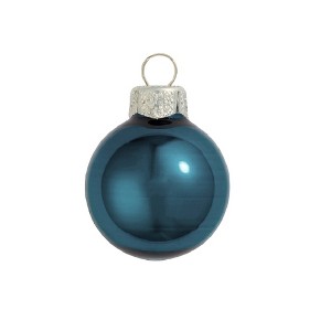 Northlight Petite Pearl Finish Glass Christmas Ball Ornaments - 1.25" (30mm) - Blue Marine - 40ct - 1 of 3