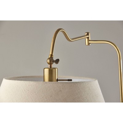 Rodeo Floor Lamp Antique Brass - Adesso: Swing Arm, Adjustable, Mid-Century Modern Design