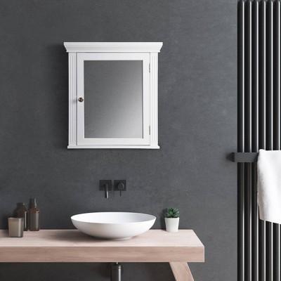 Crown Molded Top White Engineered Wood Medicine Cabinet