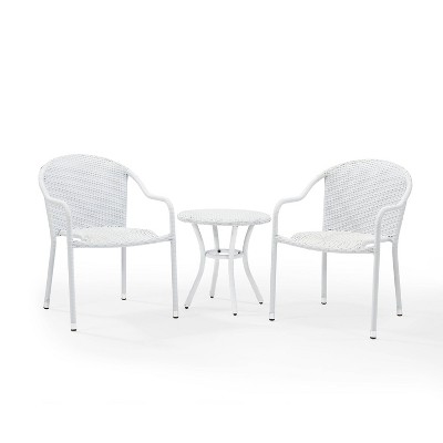 Palm Harbor 3pc Outdoor Wicker Seating Set - White - Crosley