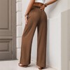Women's High Waist Wide Leg Pants Elastic Drawstring Trousers with Pockets Lounge Pants - 3 of 4