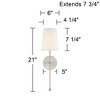 Possini Euro Design Elena Modern Wall Light Sconce Brushed Nickel Hardwire 6" High Fixture Cream Linen Shade for Bedroom Reading Living Room Hallway - 4 of 4