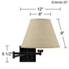 Franklin Iron Works Modern Swing Arm Wall Lamp Espresso Plug-In Light Fixture Fine Burlap Empire Shade for Bedroom Bedside Reading - 3 of 3
