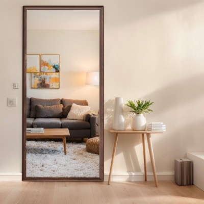 32"W x 70"H Full-Length Standing Mirror, Full-Body Floor Mirror with Artificial Wood Frame for Bedroom, Closet, Salon - The Pop Home