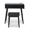 Resenkos 27.9'' Black Makeup Vanity Desk with Flip Top Mirror and LED Light, Dressing Table with Charging Station, 2 Drawers - 3 of 4
