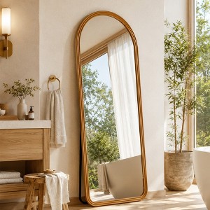 BEAUTYPEAK Arched Full Length Mirrors with Solid Wood Frame for