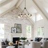 BAOURE 12 Light Wagon Wheel Chandelier Farmhouse Rustic Pendant Light with Seeded Glass Shade for Dining Room Living Room - 3 of 4