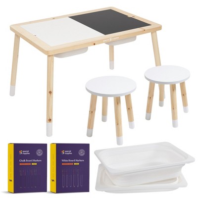 Special Supplies Wooden Sensory Table for Kids and Toddlers - 2 Stools ...