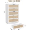 5 Drawer Rattan Dresser for Bedroom, Integrated Cabinet Body & Legs Design, Wooden Chest of Drawers for Hallways, Entryways and Closet, Easy Assembly - 2 of 4