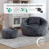 ORRD Pumpkin Shape Bean Bag Chair with Ottoman, Plush Chenille Reading Chair & Lounge Sofa with Pillow for Adults, Living Room, Bedroom，Beige - 3 of 4