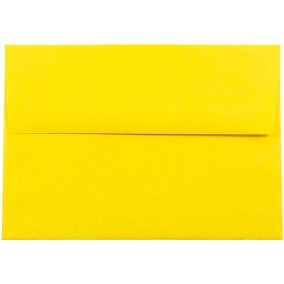 JAM Paper A7 Colored Invitation Envelopes 5.25 x 7.25 Yellow Recycled 96326