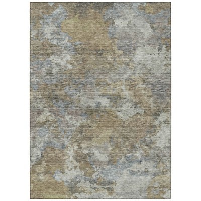 Gold And Ivory Abstract Washable Indoor Outdoor Area Rug