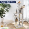 Modern Multicoloured 600GSM Soft Plush Cat Tree Pet Tower with Top Perch and Hanging Ball - 3 of 4