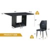 CAVINAS Dining Table Set for 4 Kitchen Table Black Marble Pattern MDF Dining Set with 4 White PU Chairs With a Widened Backrest Design - 3 of 4