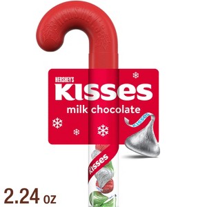 HERSHEY'S Kisses Milk Chocolate Filled Plastic Cane Christmas Candy - 2.24oz - 1 of 4